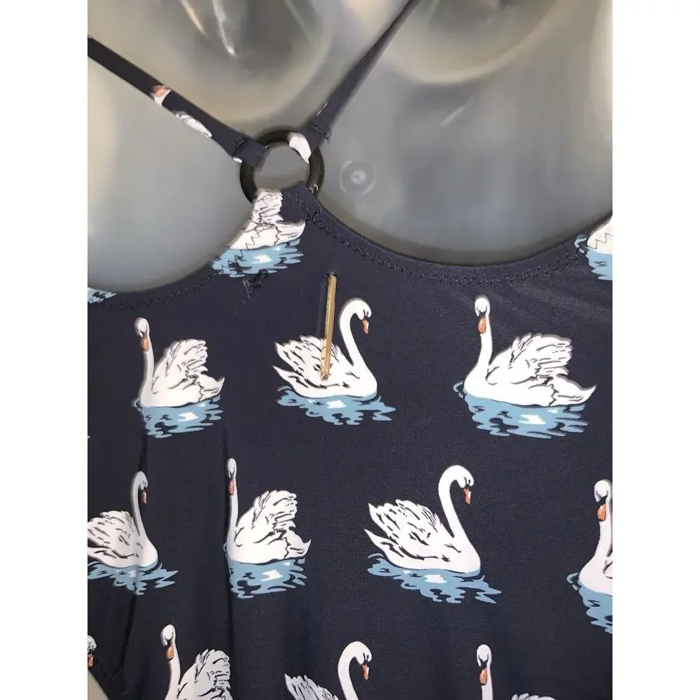 Stella McCartney Black Swan One Piece Swimsuit Women’s Small Beach Resortwear - Picture 4 of 5